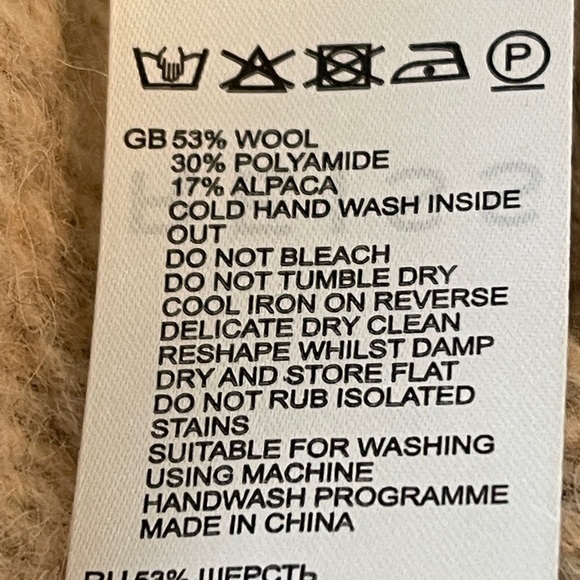 Reiss Cassie Wool Alpaca Blend Zip Collar Sweater Women’s Medium Beige Oversized - Picture 8 of 11